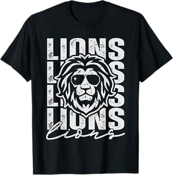 Vintage Lion School Mascot Game Day Sports Fans Men Boys Kid T-Shirt