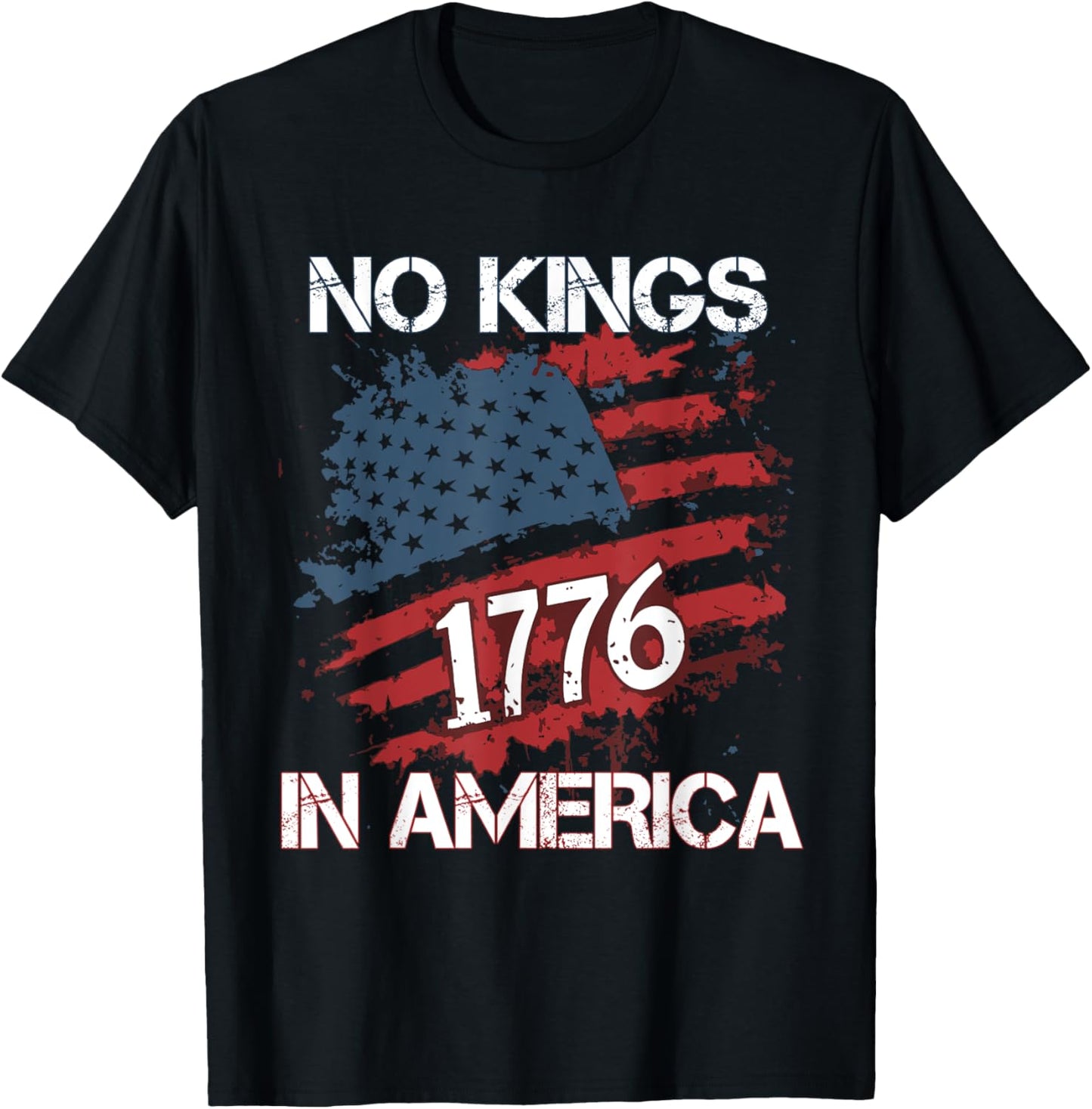 No Kings In America Since 1776 Distressed Usa Flag Vintage T-shirt