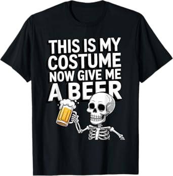Funny Halloween Costume Beer Lovers Skeleton Drinking Beer T-Shirt