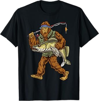 Walleye Fishing Sauger Hunting Bigfoot Fishermen T-Shirt