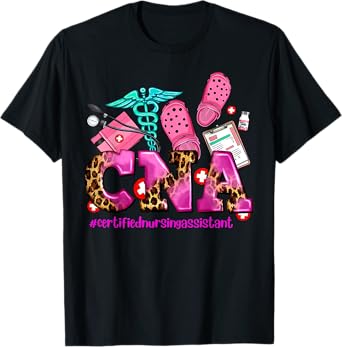 CNA Certified Nursing Assistant Leopard Registered Nurse T-Shirt