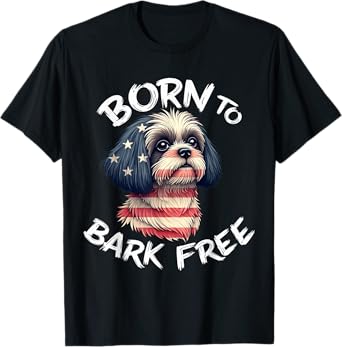 Funny Shih Tzu Dog Vintage Shih Tzu American Flag T-Shirt
