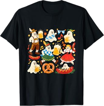 Funny Ghost Oktoberfest Beer Pretzel Sausage T-Shirt