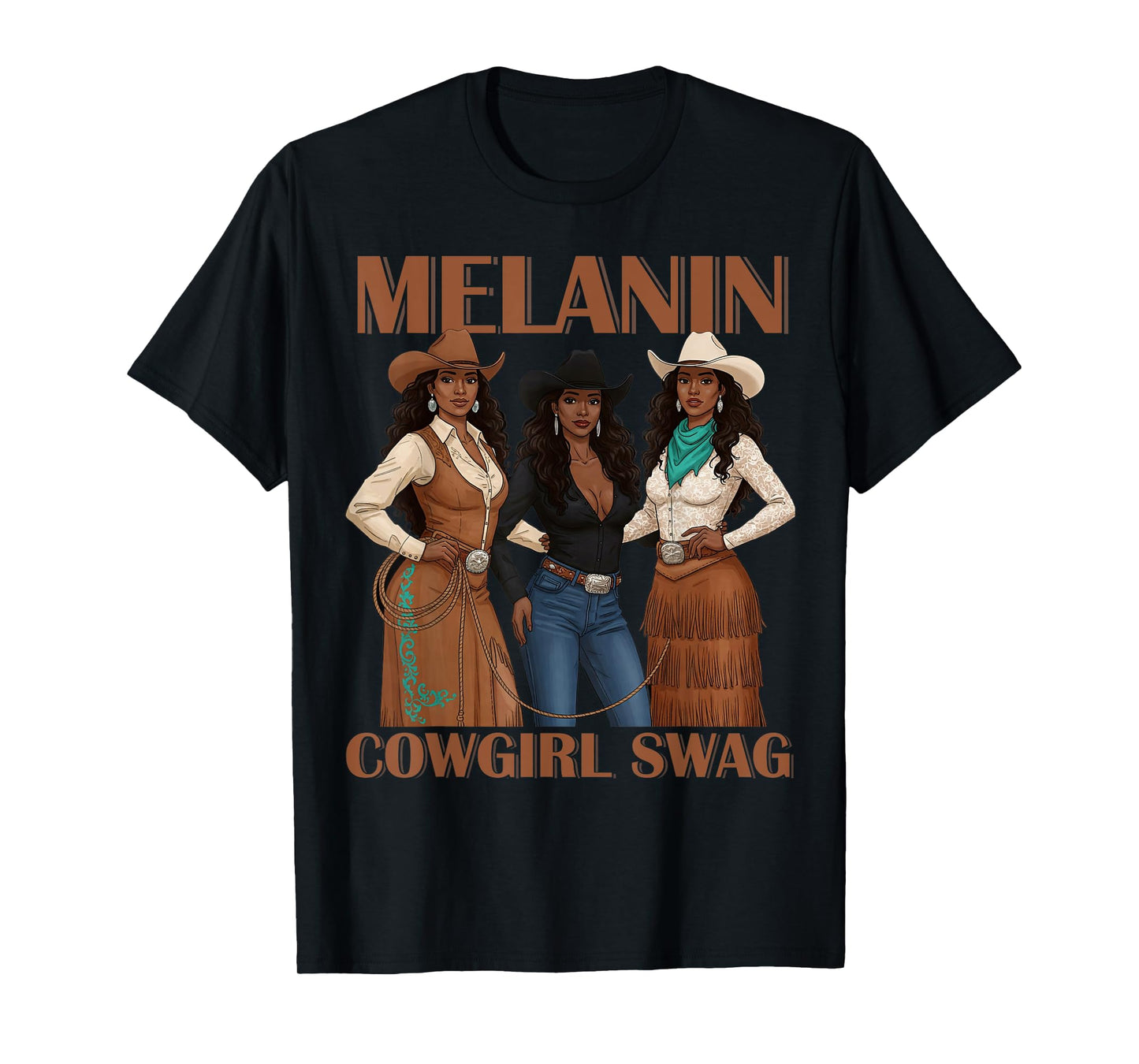Let's Go Girls Retro Western Country Melanin Cowgirl Swag T-Shirt
