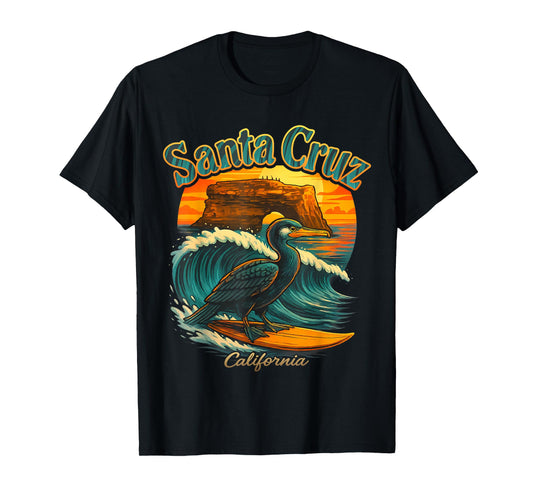 Surfer Surfing 70s 80s Santa Cruz California Retro Vintage T-Shirt