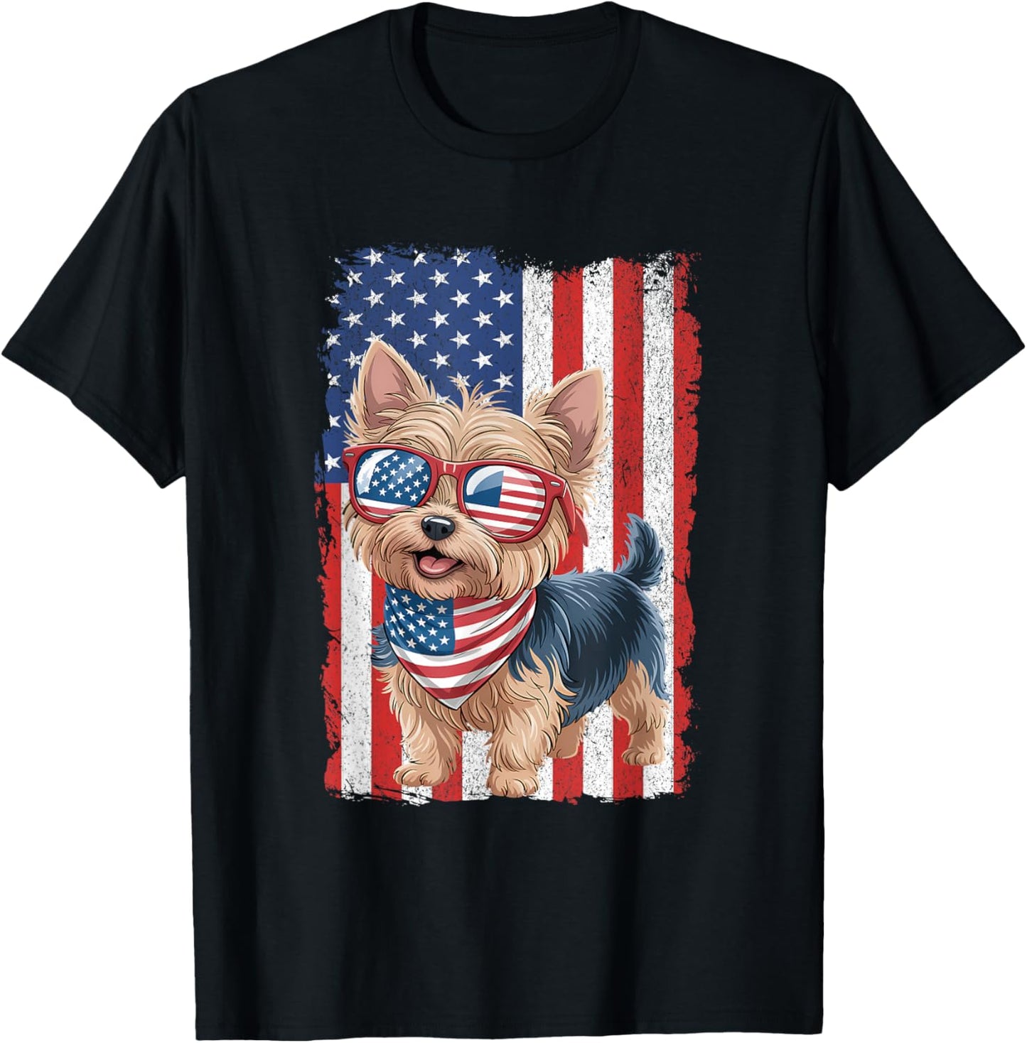 Yorkshire Terrier 4th Of July Dog Patriotic Usa Flag Yorkie T-shirt