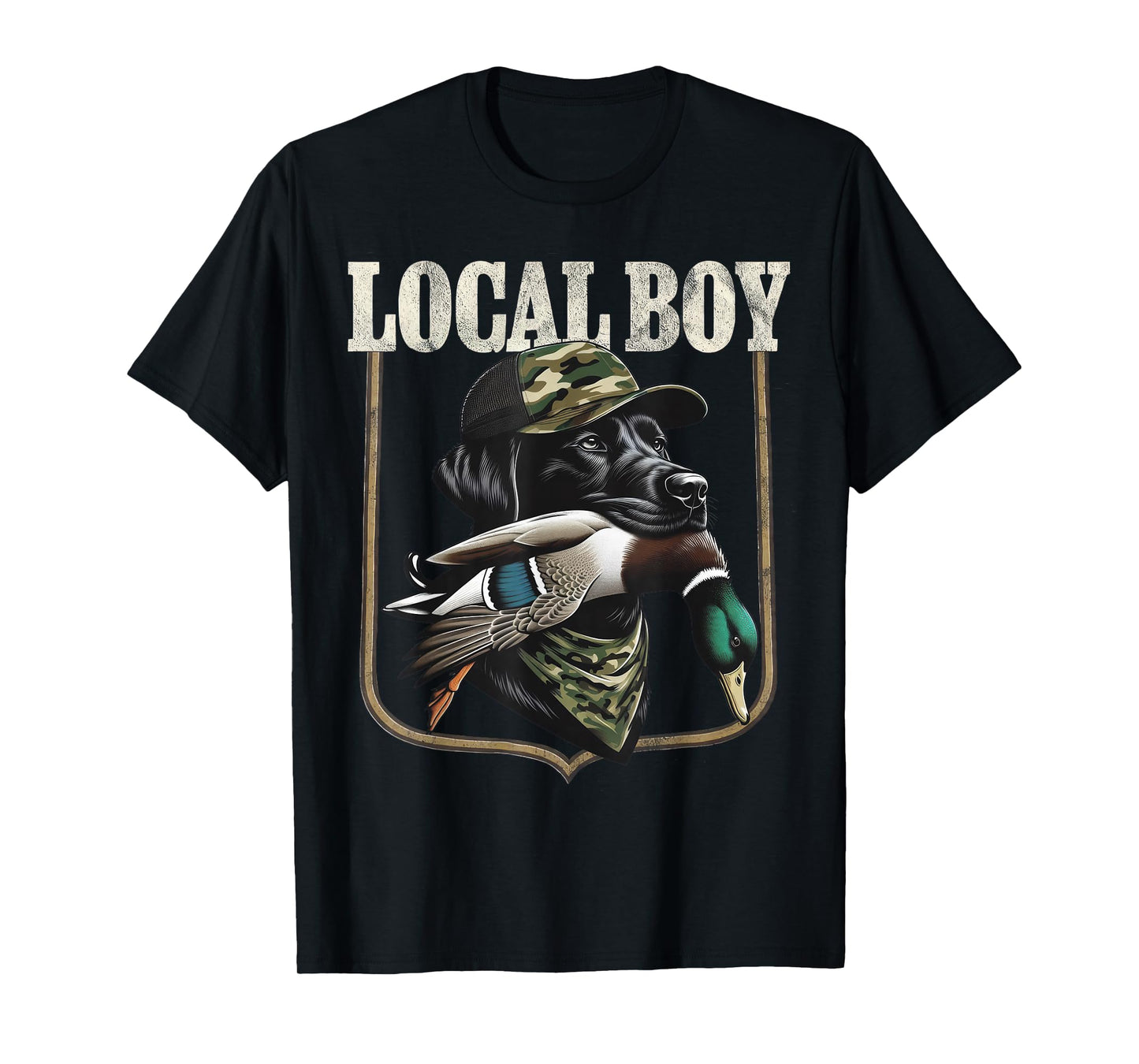 Dog Retro Southern with Duck Country Vintage Local Boy T-Shirt
