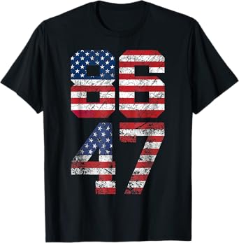8647 Anti Trump 86 47 Retro Anti-Trump US Flag Impeach 47 US T-Shirt