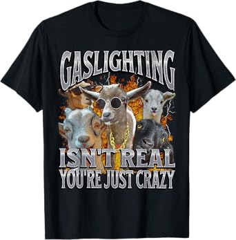 Gaslighting Isn't Real Funny Adult Humor Bootleg Graphic T-Shirt
