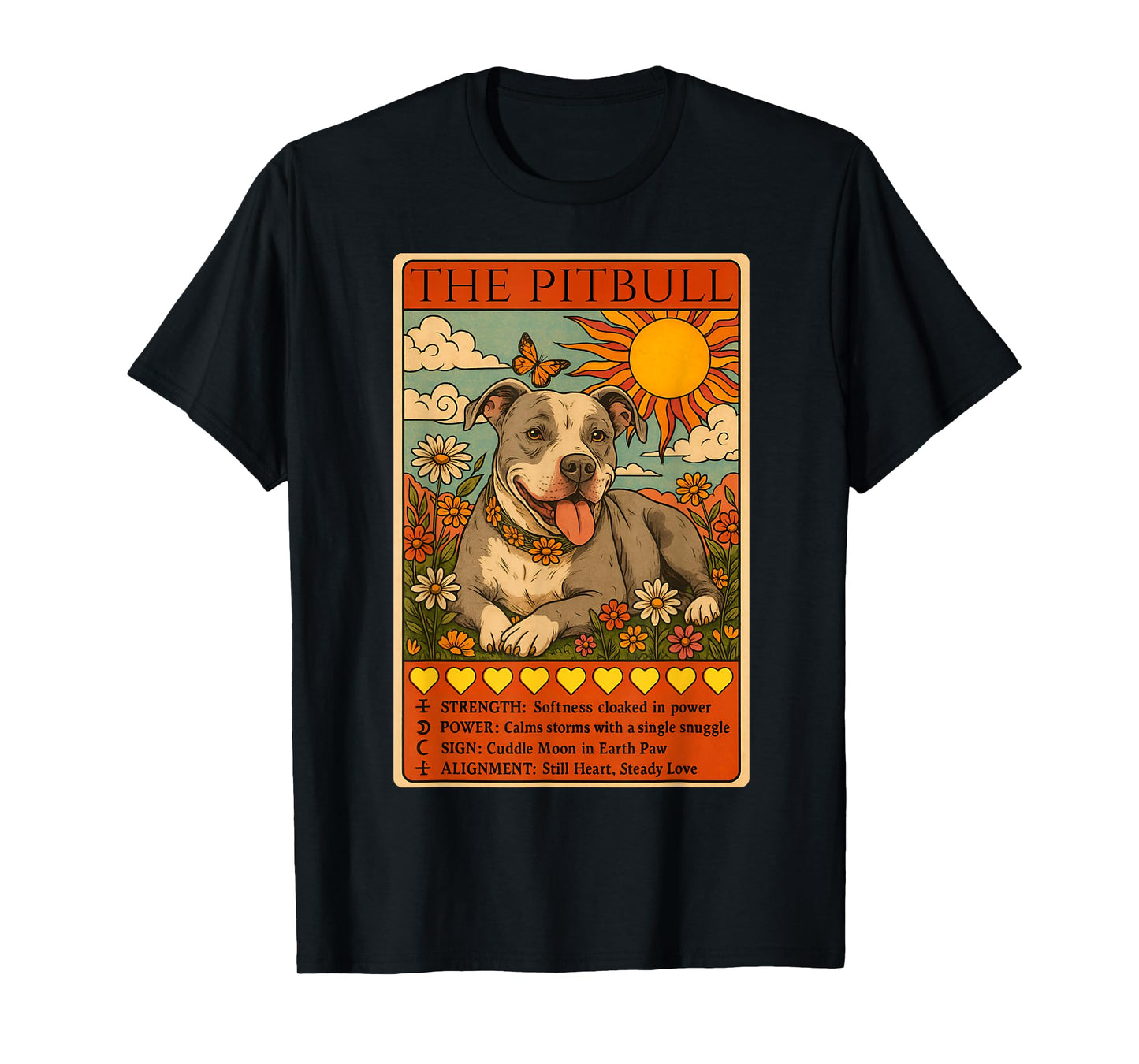 The Pitbull Tarot Card Pit Bull Lover Floral Cute Pittie Mom T-Shirt