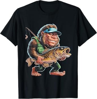 Catfishing Bigfoot Sasquatch Fishing Catfishermen Men Boys T-Shirt