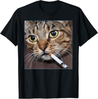 Smoking Cat Meme Men Women T-Shirt