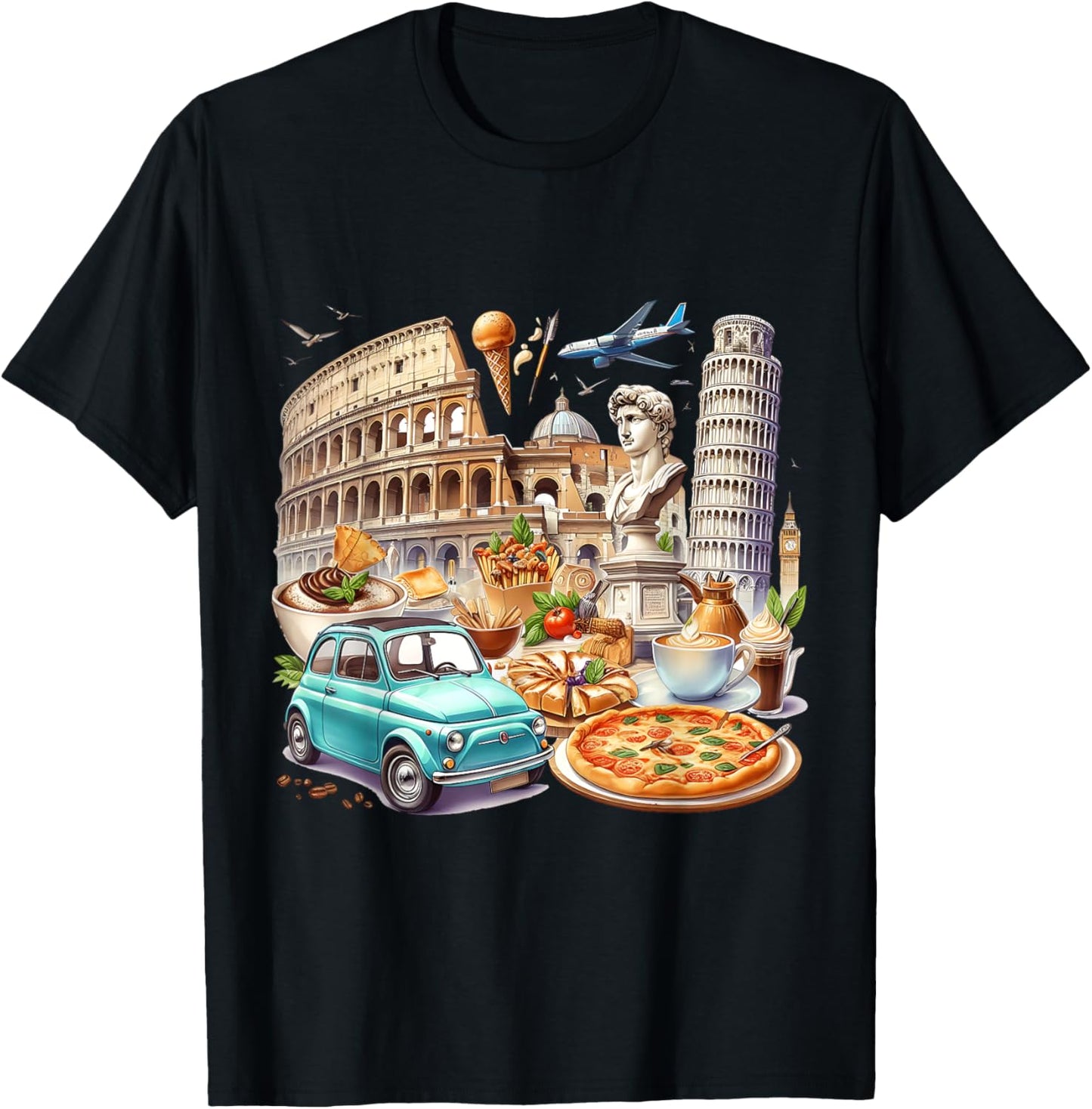 Food Pasta Vacation Italy Aesthetic Watercolor Vibes T-Shirt