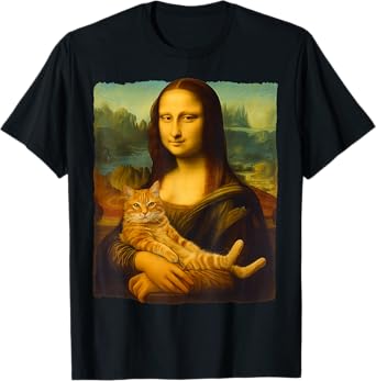 Mona Lisa Orange Cat Funny Gifts Cat Mom Cat Dad Cat Lover T-Shirt