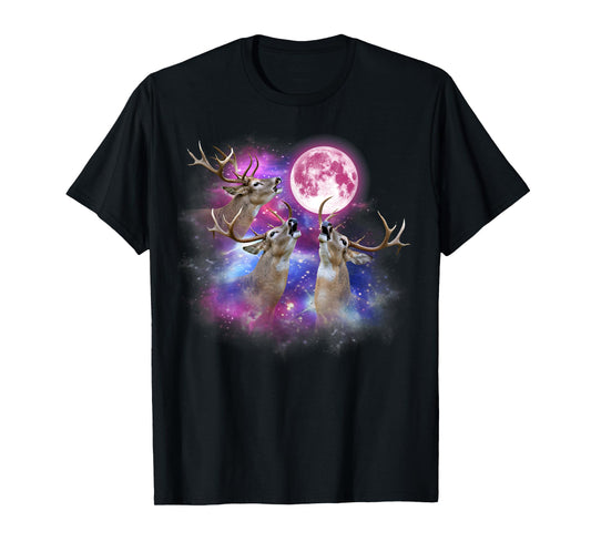 White tailed deer Howling At The Moon Wildlife colorful T-Shirt