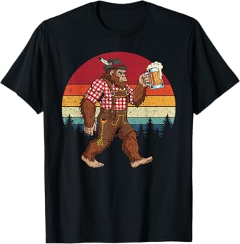 Cool German Bigfoot Oktoberfest Beer Lederhosen Prost Man T-Shirt