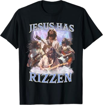 Punk Rock Funny Jesus Has Rizzen Retro Christian Easter T-Shirt