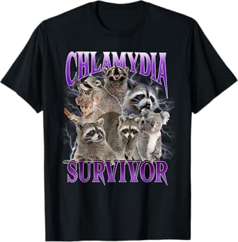 Chlamydia Survivor Raccoon Meme Funny Shirts for Men Adult T-Shirt