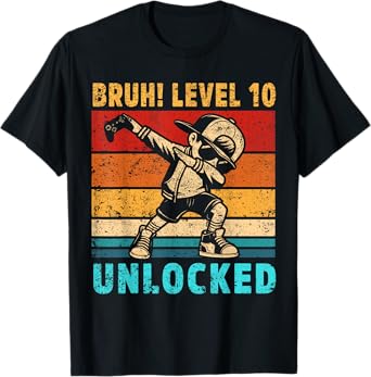 10 Year Old Birthday Dabbing Boy Bruh 10th level unlocked T-Shirt