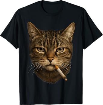 Funny Smoking Cat Cigarette Kitty Gen Z Meme Cat Lover 2025 T-Shirt