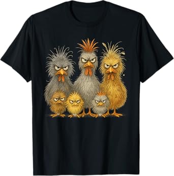 Angry Eagerlys Colorful Chicken Art, Crazy Chicken Family T-Shirt