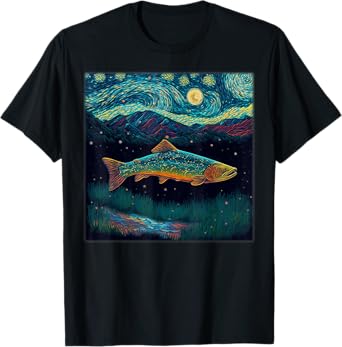Surrealism Starry Night Brook Trout T-Shirt