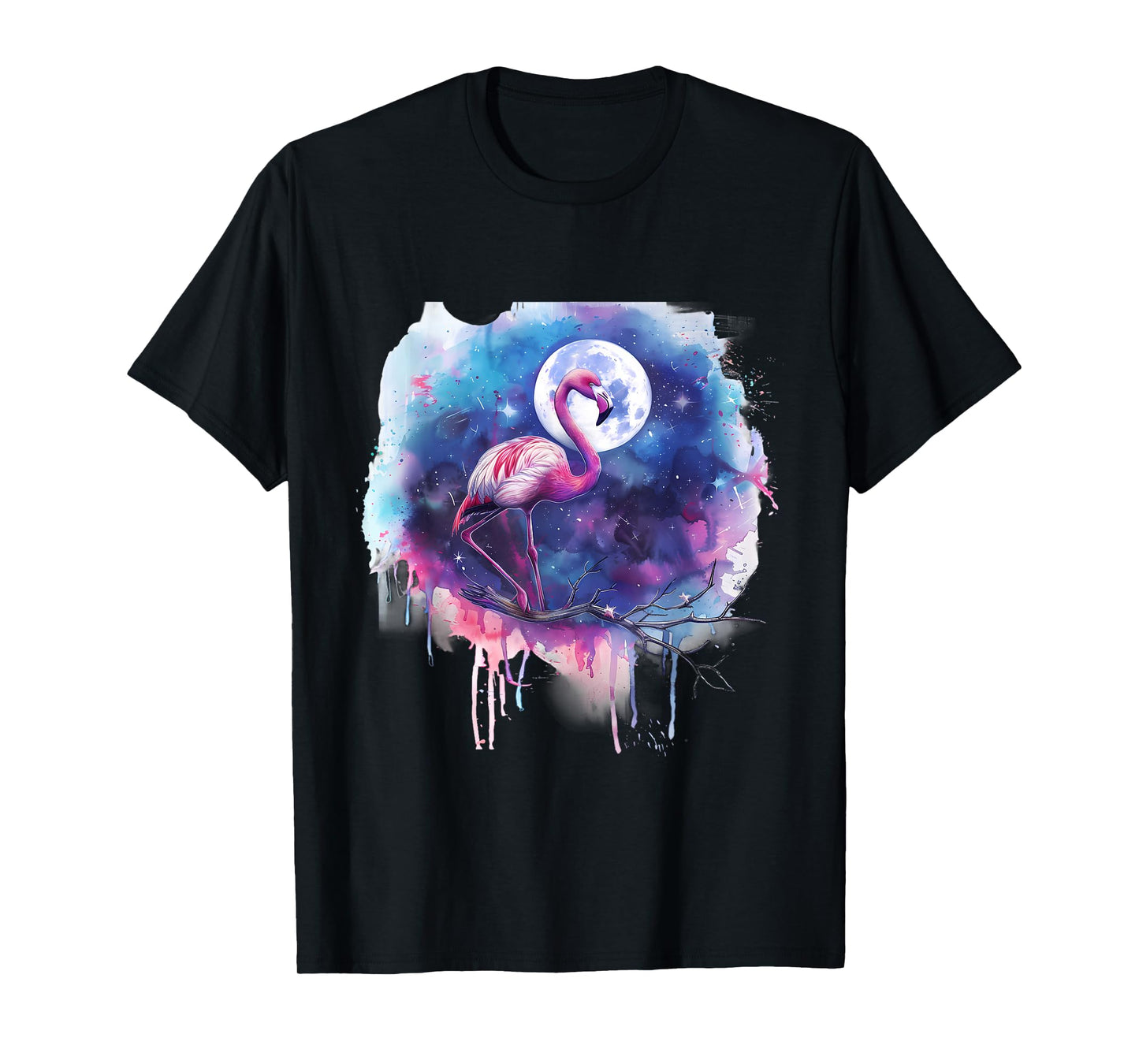 Pink Flamingo Bird Moon Wildlife Flamingo Lover Artwork T-Shirt