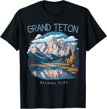 Grand Teton Retro US Wyoming Jackson Hole Lake Vintage Parks T-Shirt