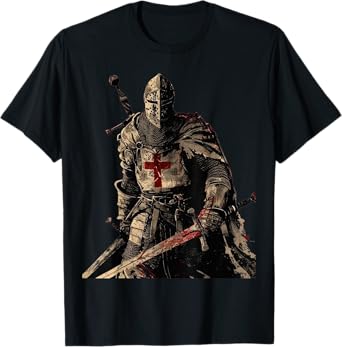 Knight Christian Templar Warrior Of God Crusader Gift T-Shirt, Small, Black