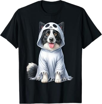 Funny Ghost Border Collie Dog Lover Halloween Costume Men Women T-Shirt