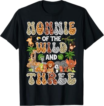 Nonnie Of The Wild And Three 3Rd Birthday Boy Safari Jungle T-Shirt