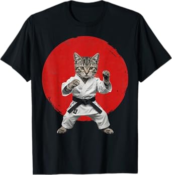 Karate Cat Black Belt Funny Martial Arts Judo Japan Japanese T-Shirt