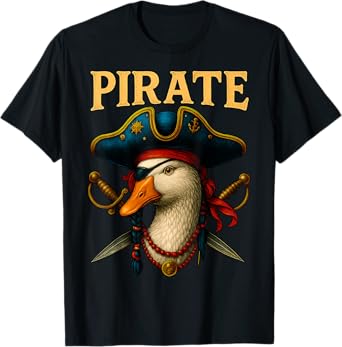 HUGvyn Halloween: Goose Pirate Crossbones Skeleton Kids Boys T-Shirt