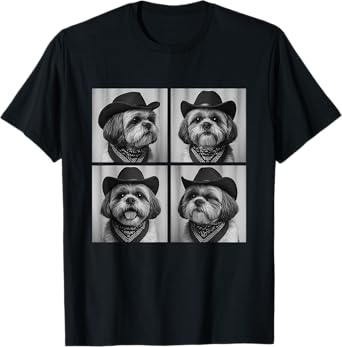 Cute Shih Tzu Funny Cowboy Dogs Western Aesthetic Animals T-Shirt