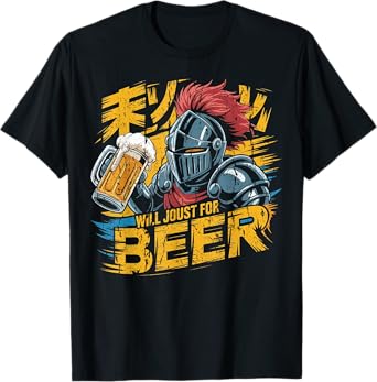 Anime Pop Knight Will Joust for Beer Manga Artwork T-Shirt