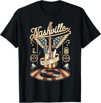 Nashville Music City Tshirt Women Men Tennessee Rock Country T-Shirt