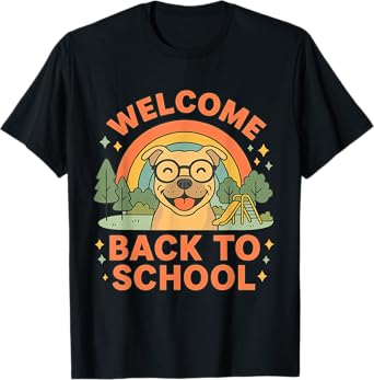 Funny Retro Welcome Back to School Dog Teacher T-Shirt T-Shirt