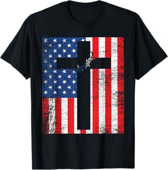 American Flag Jesus Stripes Patriotic Christian T-Shirt Women Men T-Shirt