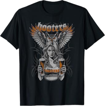 Hooters Owl and Hooters Girl Tribal Tattoo Y2K Edgy Logo T-Shirt