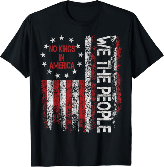 No Kings In America Us Flag Vintage Men Women No Kings In Us T-shirt