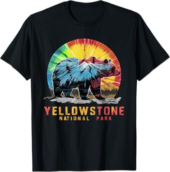 Vintage Yellowstone National Park Retro Mountains Tie Dye T-Shirt