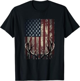 Hunting Deer American Flag Wild Outdoor Hunter T-Shirt