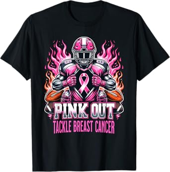 Pink Out Tackle Breast Cancer Awareness American Football T-Shirt
