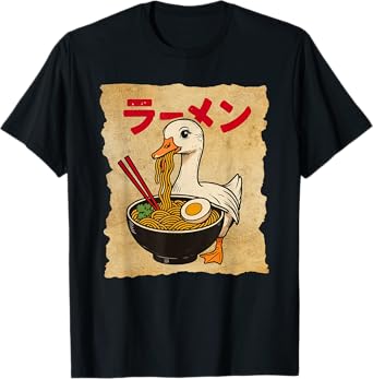 Funny Goose Ramen Graphic Tee Japanese Kawaii Anime Goose T-Shirt