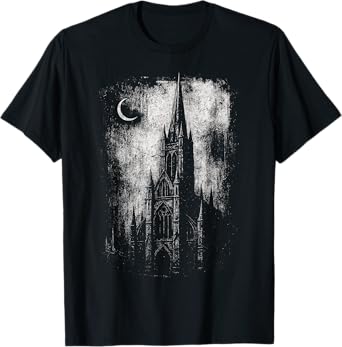 Gothic Cathedral Church Grunge Goth Dark Alt Aesthetic Art T-Shirt