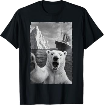 Funny Polar Bear Selfie Titanic T-Shirt