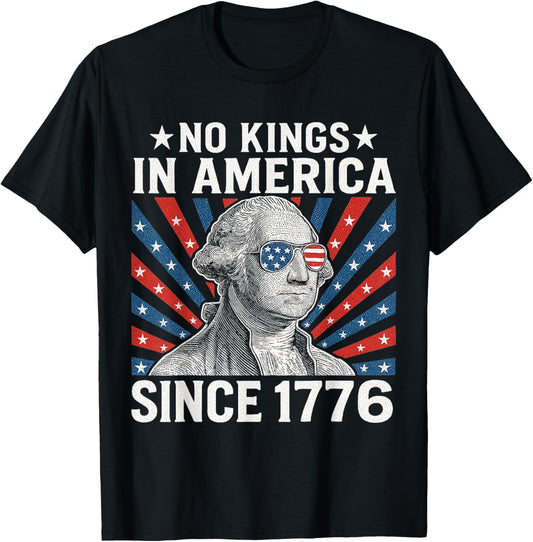 No Kings in America Since 1776 Vintage USA Flag T-Shirt