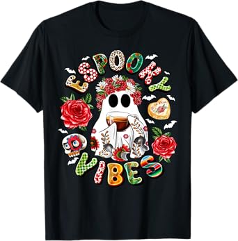 Mexican Ghost Espooky Vibes Pantasmas Conchas And Cucuys T-Shirt