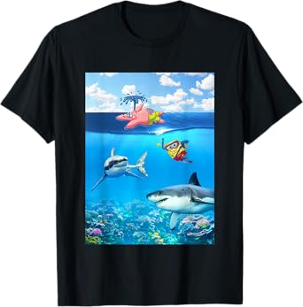SpongeBob SquarePants & Patrick Swimming With Sharks T-Shirt