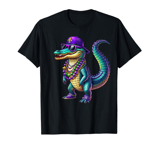 Mardigator Mardi Gras Alligator Men Women Mardi Gras Men T-Shirt
